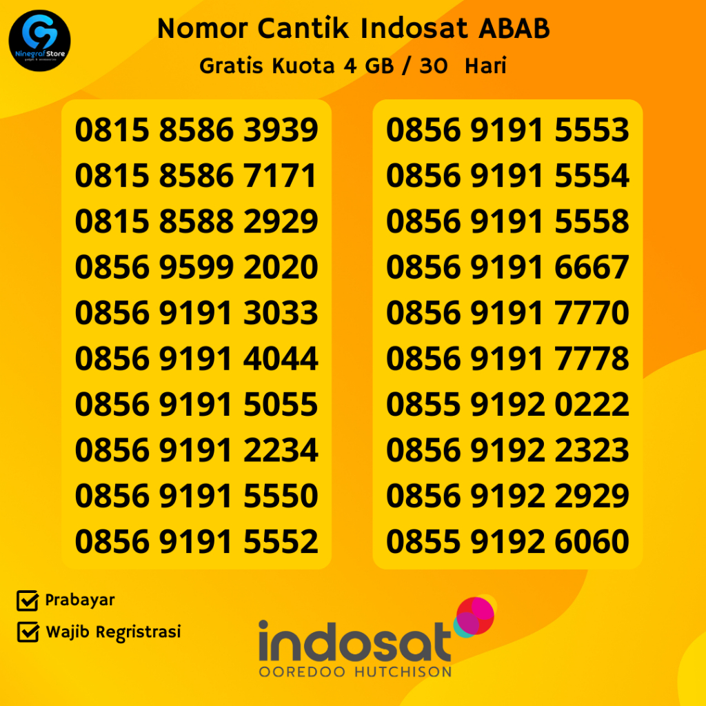 Nomor Cantik Indosat ABAB