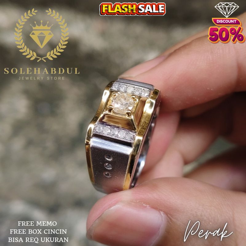 Cincin perak laki mewah berlian eropa estimasi  0.20 - 0.25
