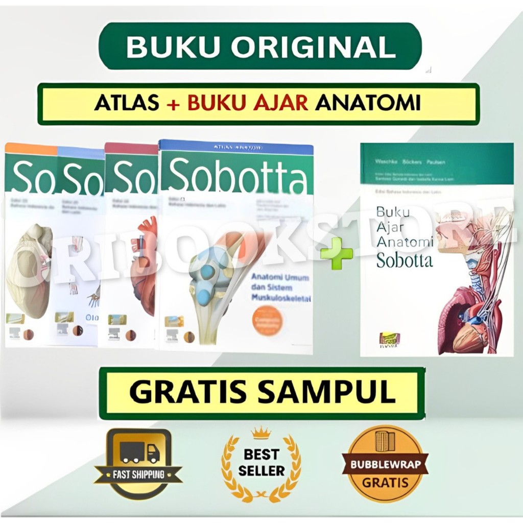 PAKET SOBOTTA ATLAS ANATOMI MANUSIA EDISI 25 + BUKU AJAR ANATOMI SOBOTTA - FREE SAMPUL - ORIGINAL