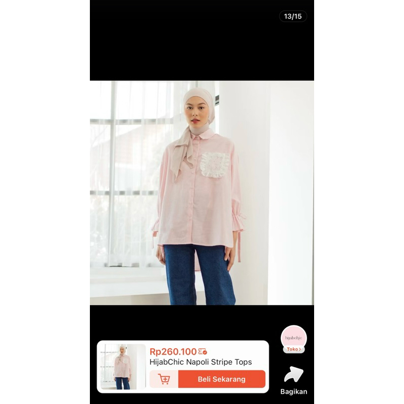 PL Hijabchic Napoli Stripe Tops Pink