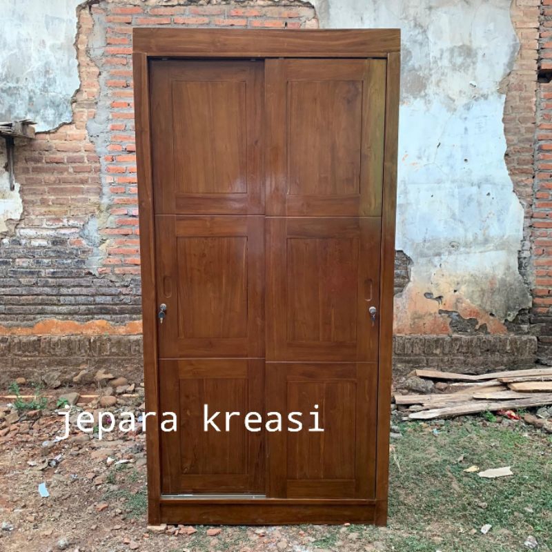 lemari pakaian 2 pintu kayu jati minimalis, lemari pakaian 2 pintu minimalis kayu jati