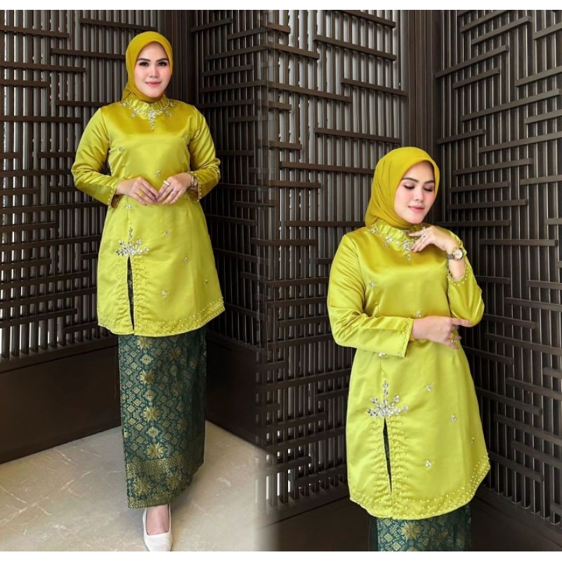 stelan kebaya tunik pelangi / kebaya jumbo / kebaya Taffeta / kebaya Kartini / kebaya modern / kebay