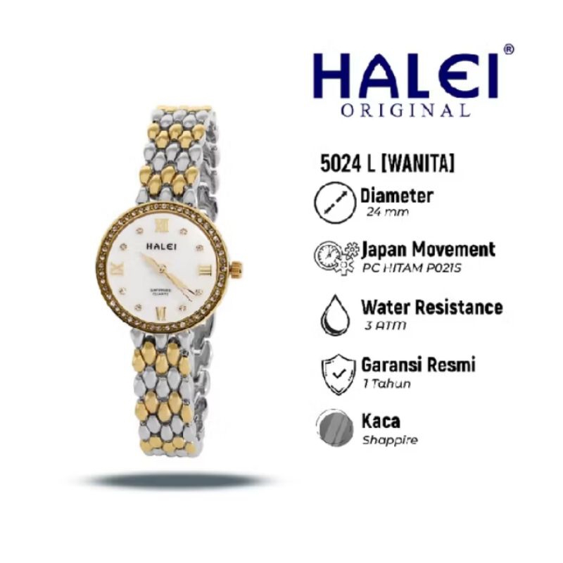 jam tangan Halei 5024 jam tangan wanita original stainless steel