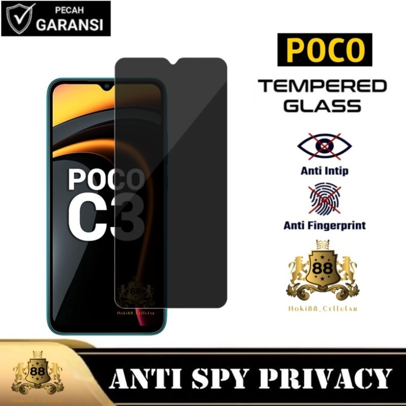 Tempered glass anti spy xiaomi Poco C3 Poco F2 Poco F2 Pro anti gores xiaomi full layar