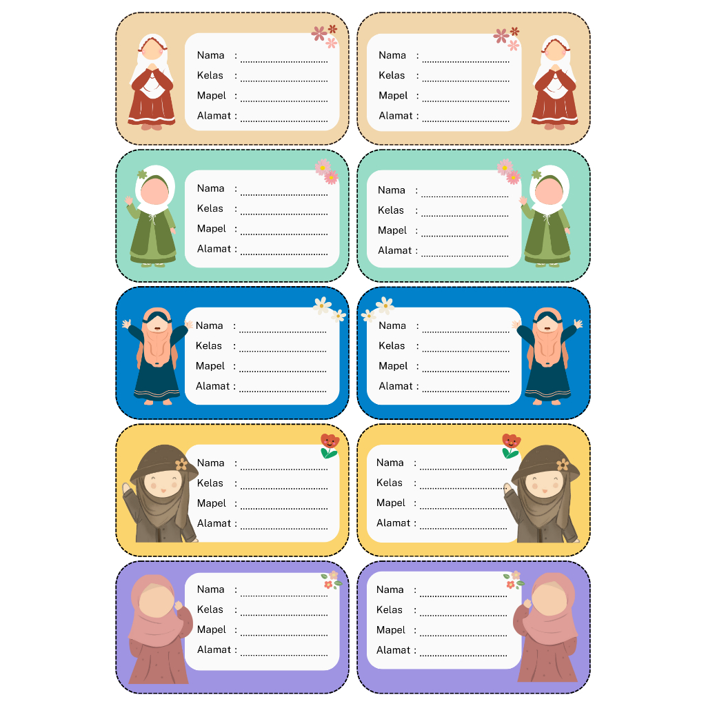 

stiker nama dan mata pelajaran