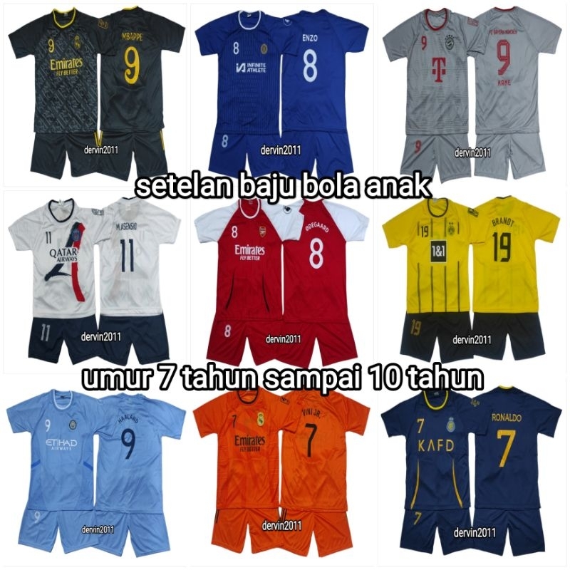 setelan baju bola anak umur 7 tahun sampai 10 tahun