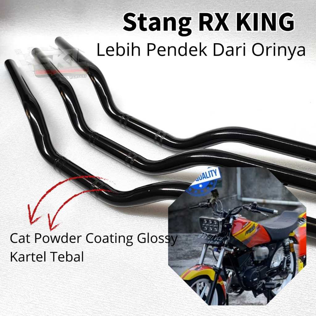STANG STIR RX K RX KING RX S YT 115 HITAM GLOWSY PREMIUM MODEL STYLE BYANKEROK STANG PENDEK RX KING 