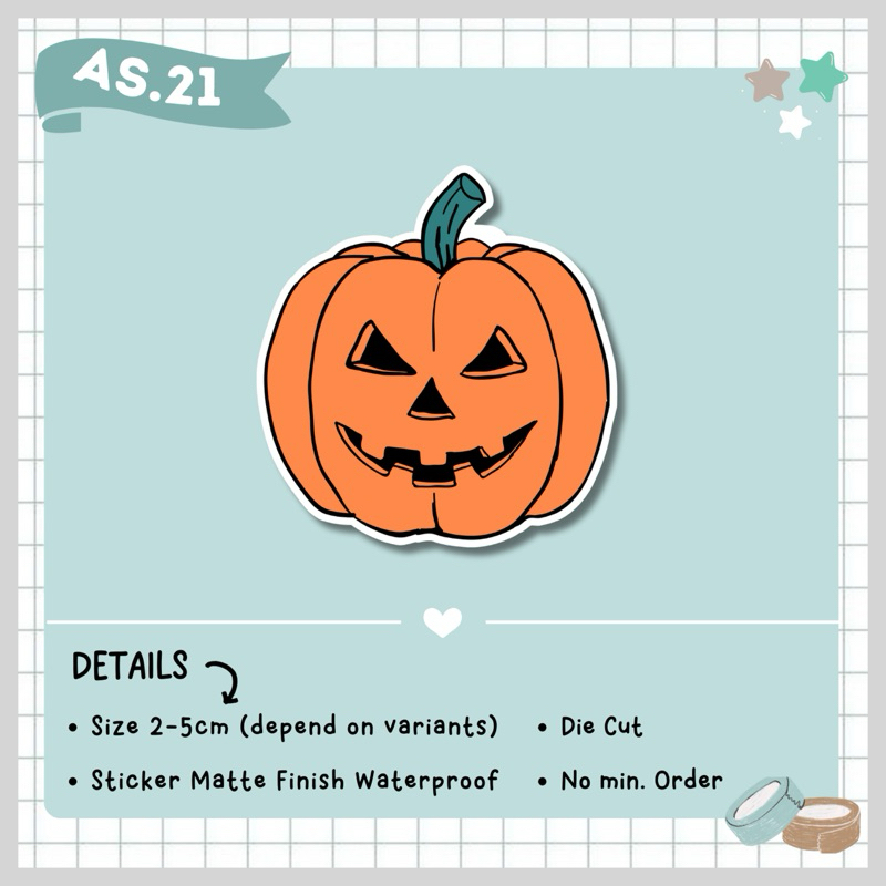 

STICKER AESTHETIC TUMBLR SATUAN / STICKER HALLOWEEN PUMPKIN / VINYL WATERPROOF / AS.21