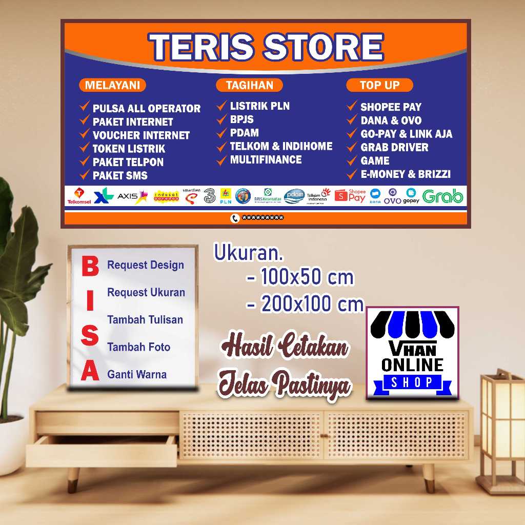 Banner Spanduk Custom Konter Agen Pulsa Atau Toko HP