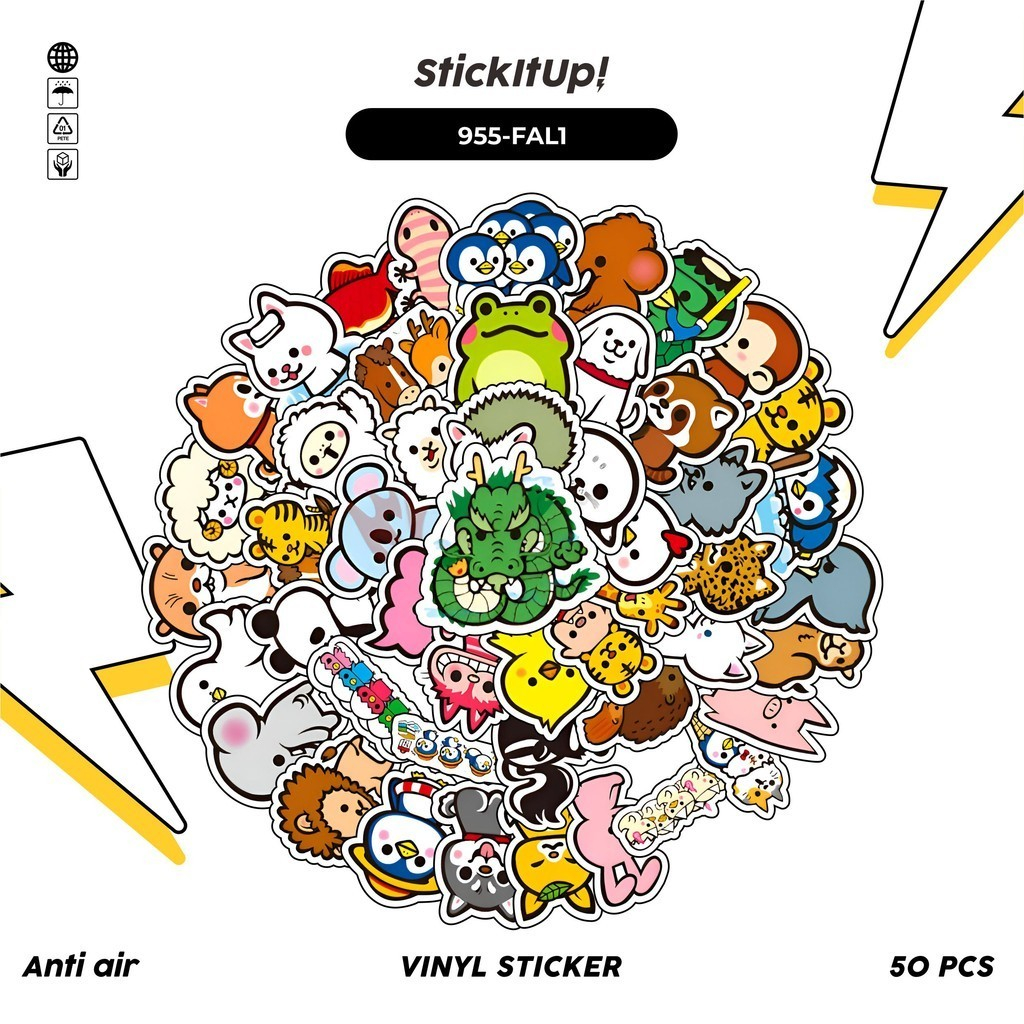 

COD✨ 100 Pcs Stiker Pack Hewan-Hewan V5 Lucu Aesthetic Vynil Waterproof untuk Freebies Sticker Buku Journal Casing HP Laptop