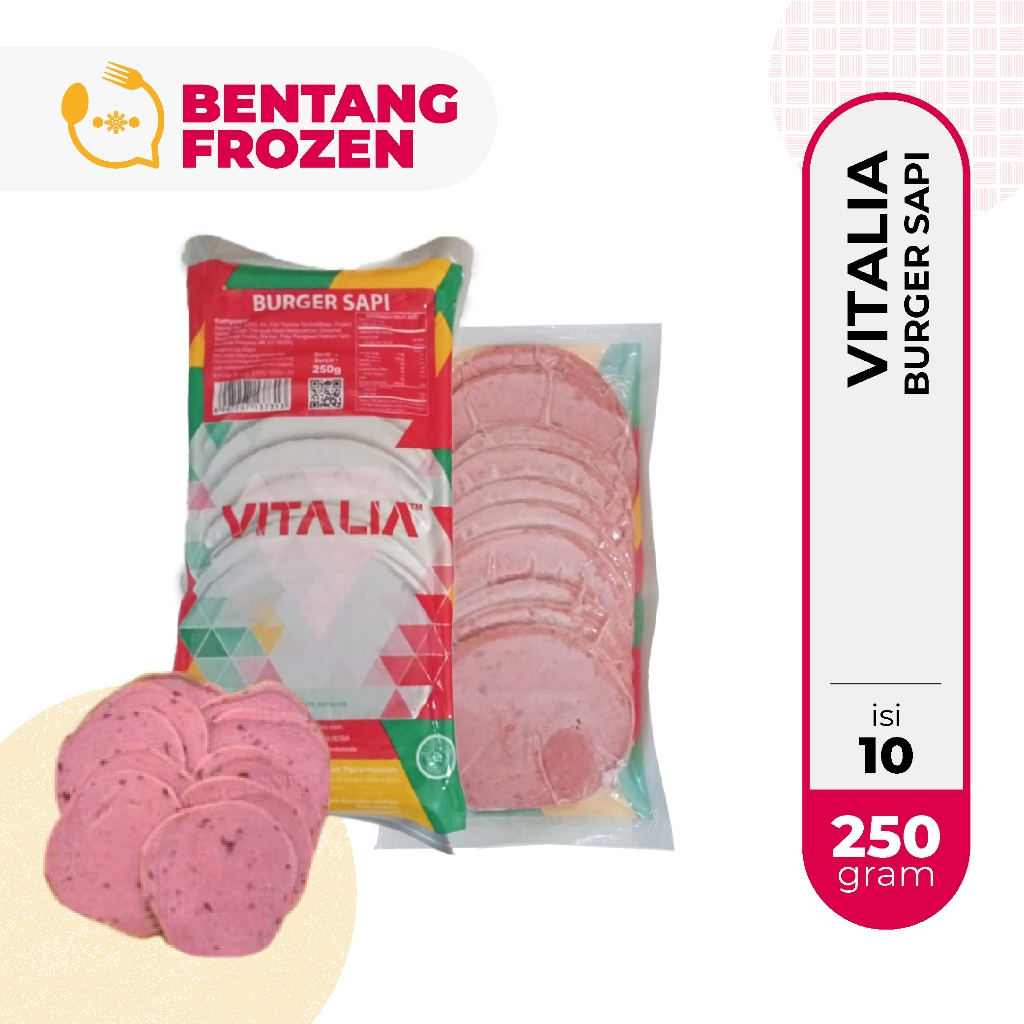 

Vitalia Burger Sapi 250gr Isi 10 / Beef Burger