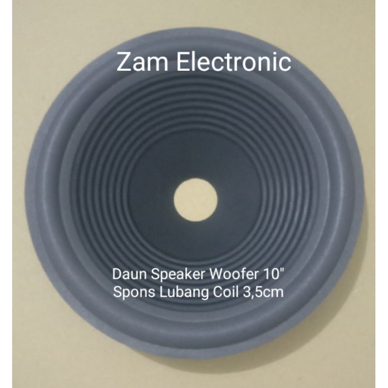 Daun Speaker Woofer 10 Inch Spons Lubang Coil 3,5cm + dus cup
