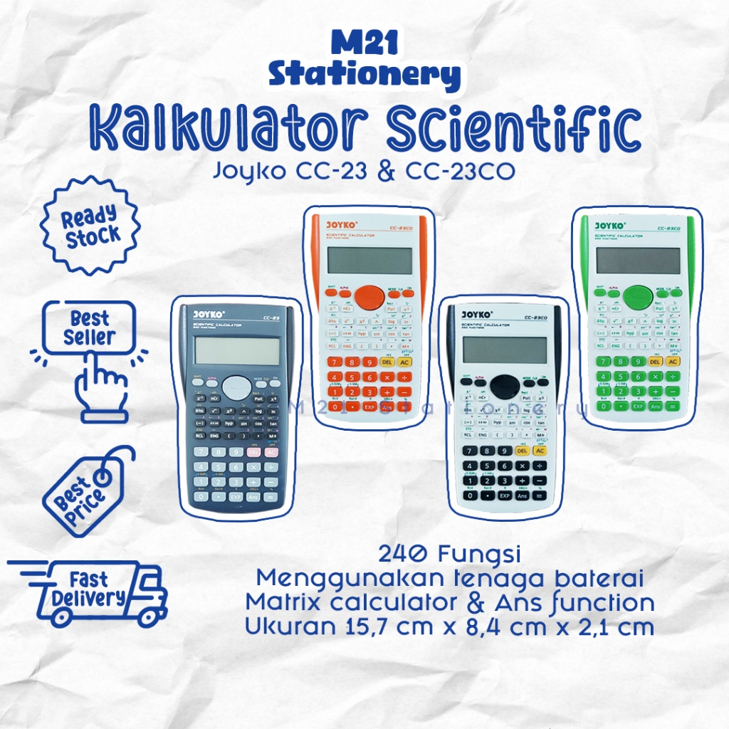 

KALKULATOR SCIENTIFIC JOYKO CC-23 & CC-23CO / CC23 CC23CO CALCULATOR ILMIAH ESTETIK WARNA PASTEL LUCU VIRAL KALKULATOR SCIENTIFIC TERMURAH MURAH ATK ALAT TULIS KANTOR SEKOLAH KAMPUS KULIAH / M21 STATIONERY JOGJA