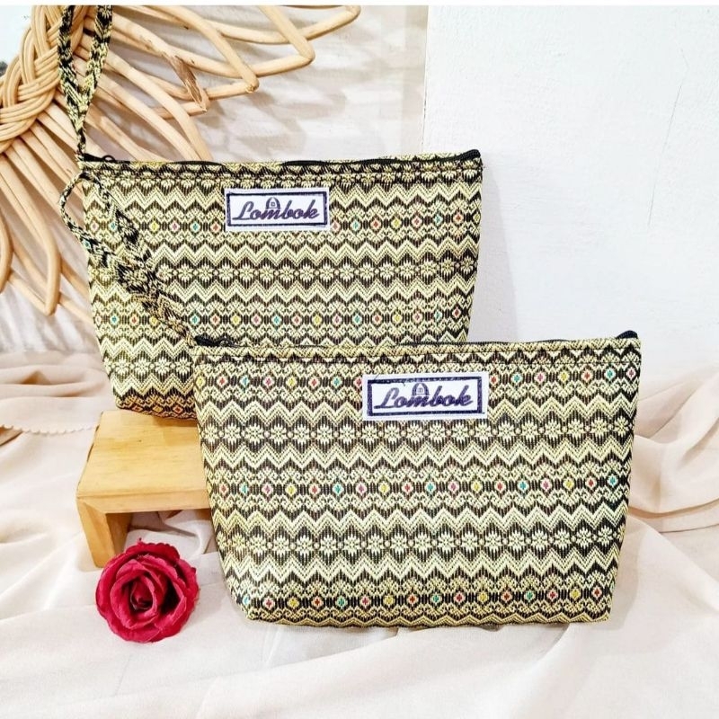 pouch dompet kosmetik tenun lombok