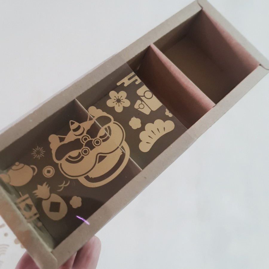 

5 pcs dus mika kemasan eggtart sekat isi 3 ukuran 7x7x4cm warna coklat imlek cny