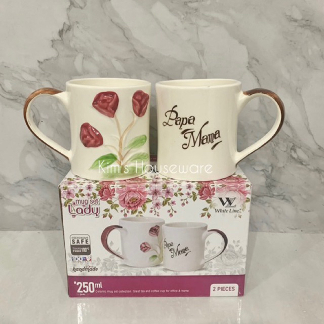 mug set 2 gelas papa mama