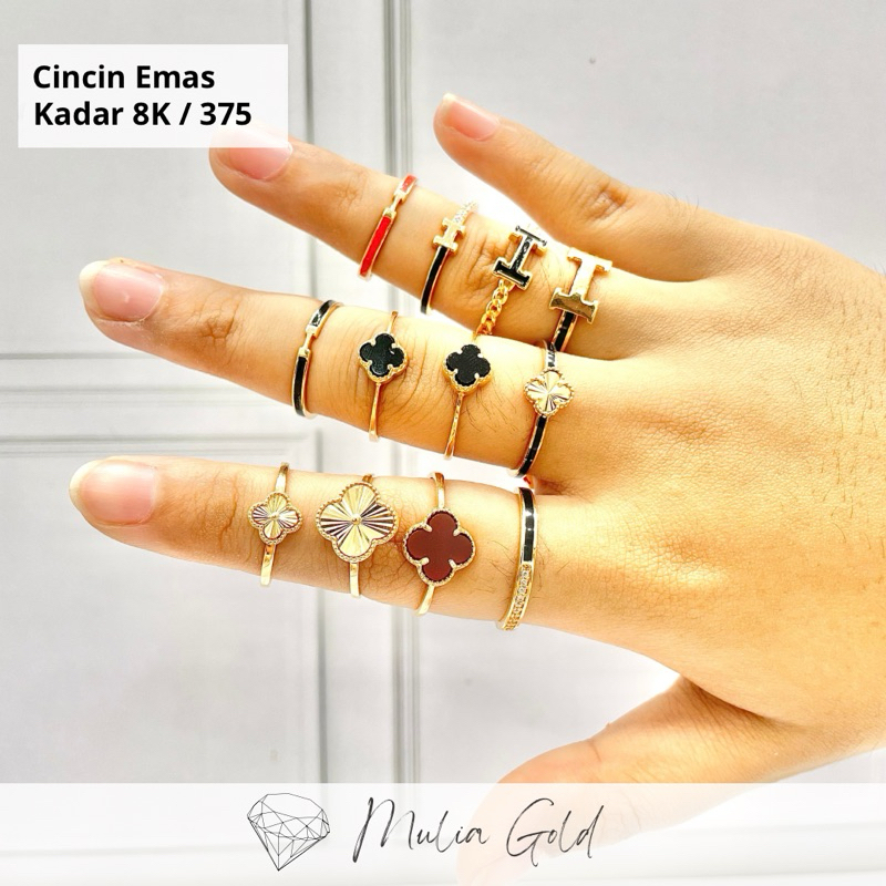 Cincin Emas Kadar 8K / 375 Model terbaru & elegan, 100% ASLI - Toko mas mulia bekasi