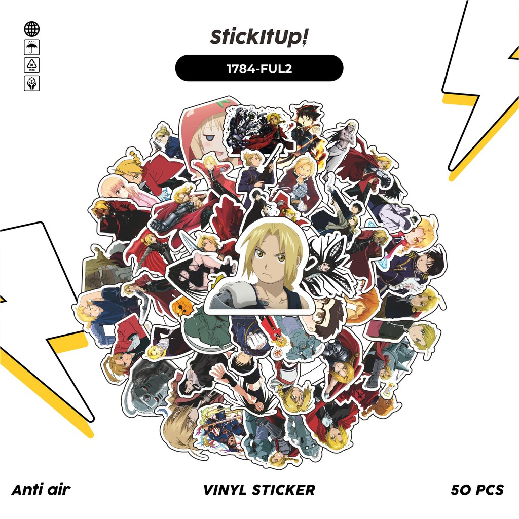 

COD✨ 50 Pcs Stiker Pack FULL METAL ALCHEMIST CHARACTER MIX 02 Lucu Aesthetic Vynil Waterproof untuk Freebies Sticker Buku Journal Casing HP Laptop