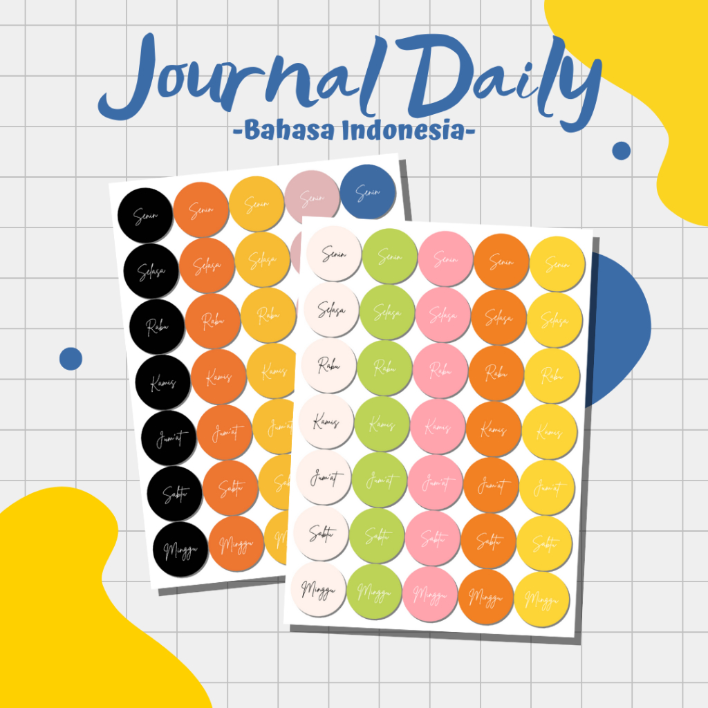 

Sticker Journal Harian Dotted / Sticker Journal Daily Bhs. Indonesia / Stiker Jurnal Harian Aesthetic