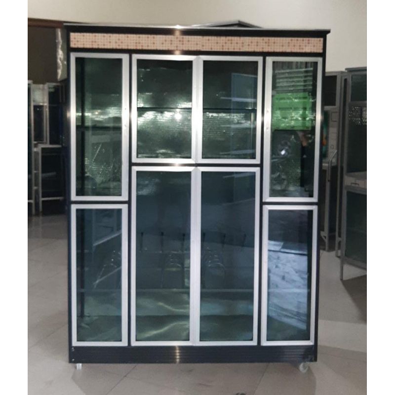 Rak piring alumunium 8 pintu+Roda