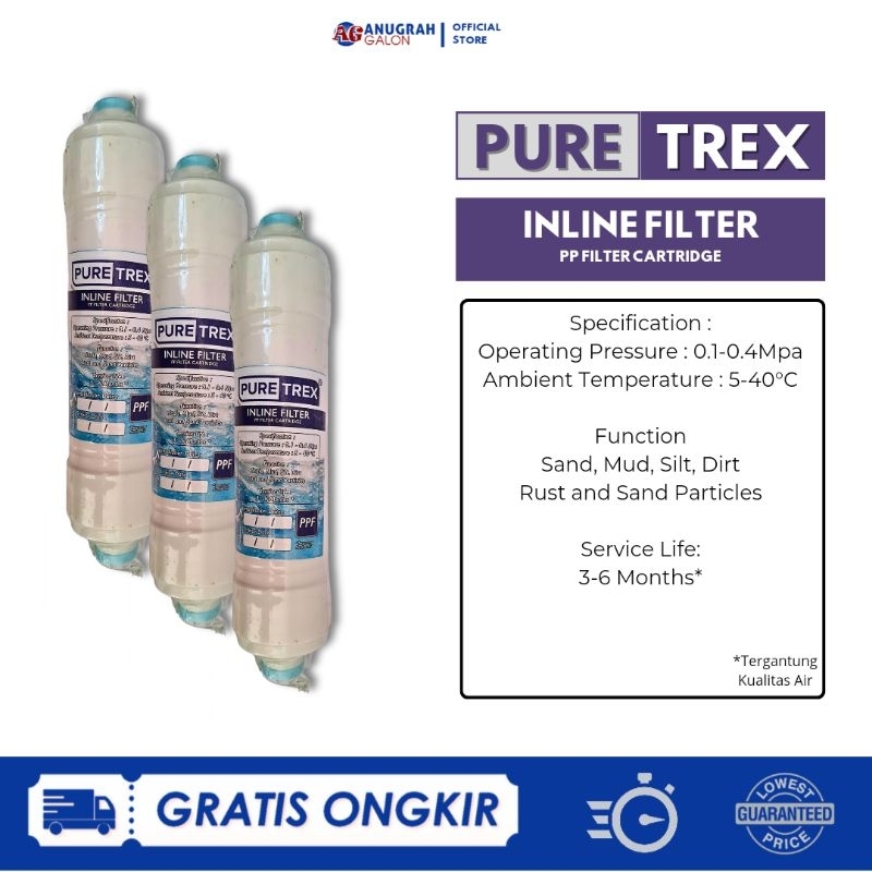 Puretrex Inline Filter Cartridge Sedimen PPF Filter, GAC filter, & Post Carbon Filter