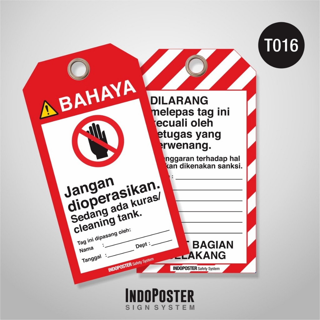 

Tag Out LOTO PVC Safety K3 Jangan Dioperasikan Sedang Ada Kuras Tank