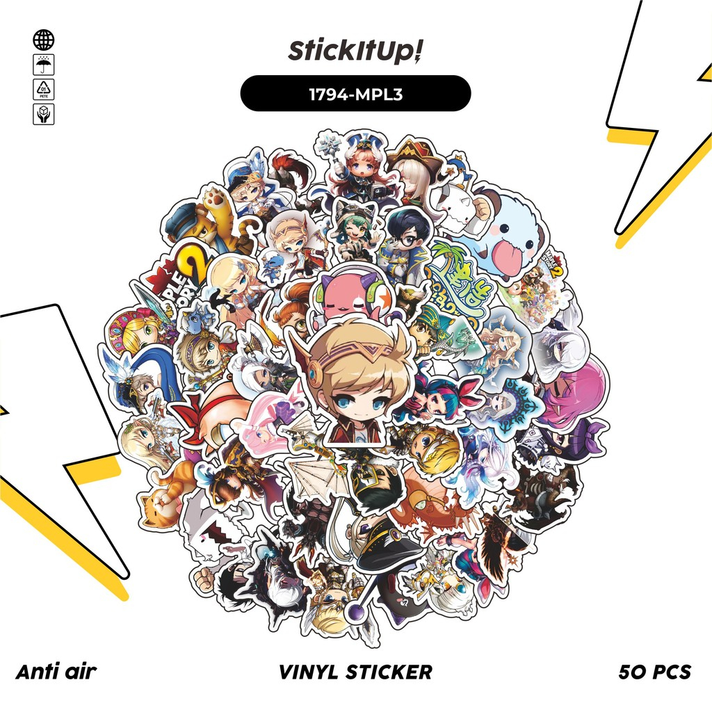 

COD✨ 50 Pcs Stiker Pack MAPLE STORY MIX 03 Lucu Aesthetic Vynil Waterproof untuk Freebies Sticker Buku Journal Casing HP Laptop