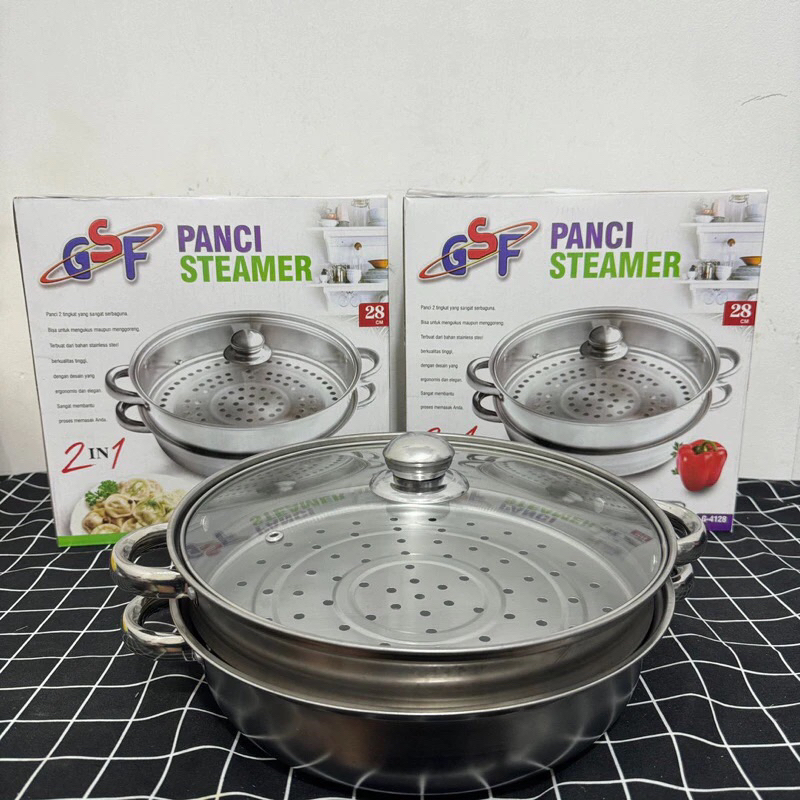 Panci Steamer 28cm / Panci Steamer 2 Susun stainless steel steamer