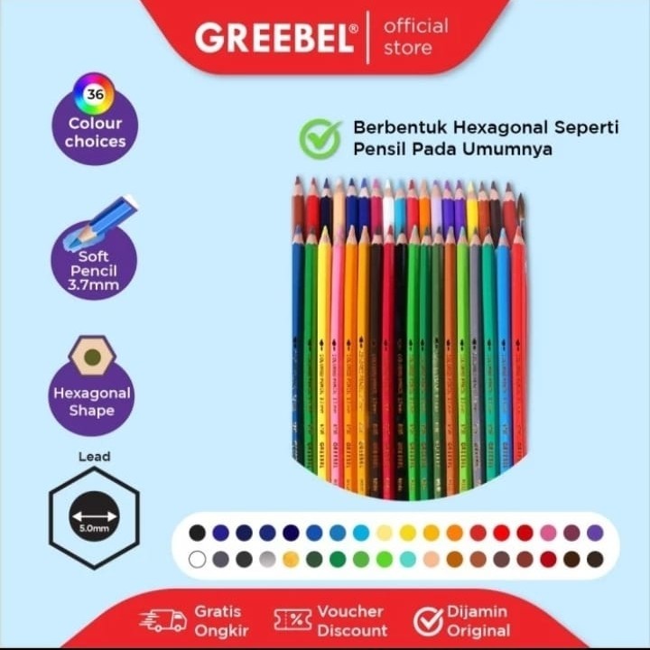 

PENSIL WARNA GREEBEL 36 WARNA ( ORIGINAL,TERMURAH)