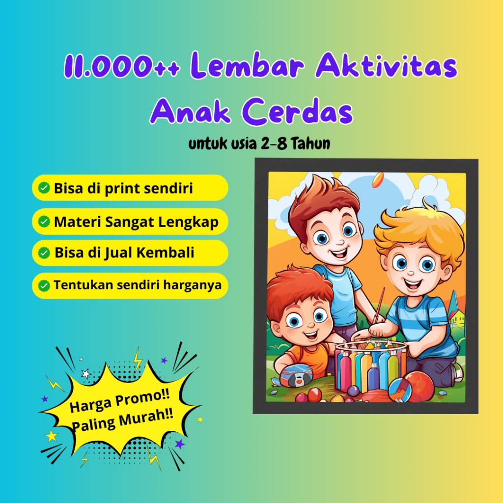 PRINTABLE ACTIVITY WORKSHEET LEMBAR AKTIVITAS ANAK USIA 2-7 TAHUN 11.000+ Halaman (PDF)