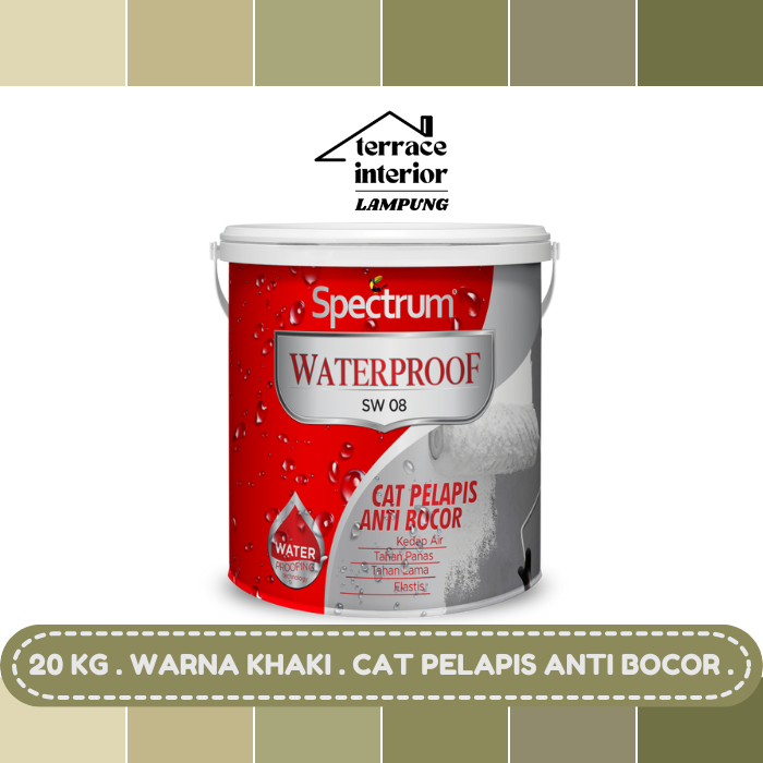 Cat Pelapis Anti Bocor Spectrum Waterproof Warna Khaki 20 KG