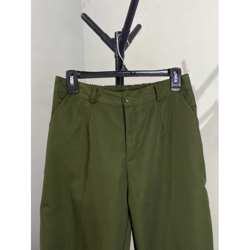 BEST SALE WIDYUS - Celana Loose Pants Panjang Pria Gombrong Chinos Baggy Pants Pria Hijau Army Fit