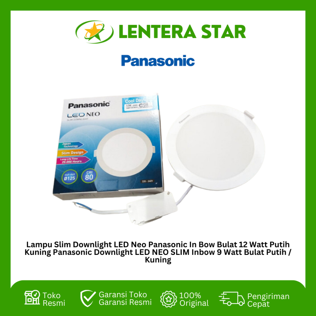 Lampu Slim Downlight LED Neo Panasonic In Bow Bulat 9 Watt Putih Kuning Panasonic Downlight LED NEO