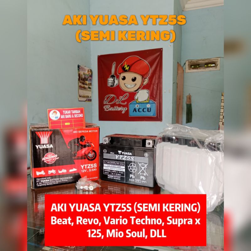 AKI YUASA YTZ5S (SEMI KERING) . Beat, Revo, Vario Techno, Supra x 125, Mio Soul, DLL