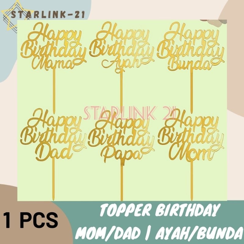 TOPPER CAKE BIRTHDAY MOM DAD | Topper Kue Ultah Ayah/Ibu Papa/Mama