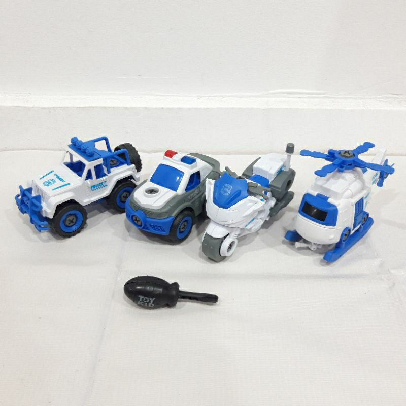 Mainan Vehicle Police DIY 4pcs Bongkar Pasang