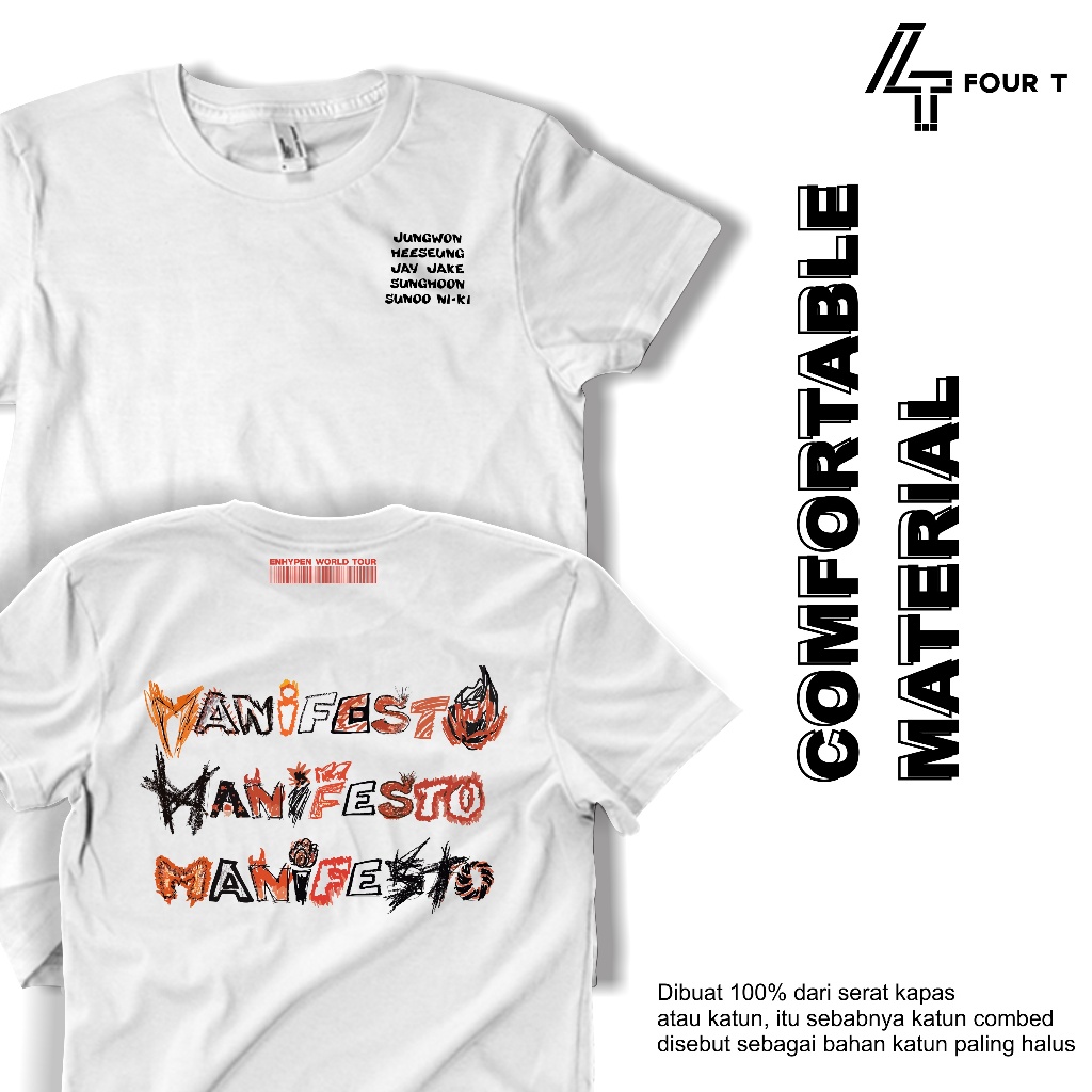 Kaos Manifesto Enhypen Kaos Kpop EN- Jay Tshirt Korean Style Wold Tour Distro Musik Kpop Korea T-Shi