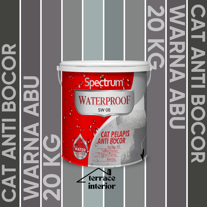Cat Pelapis Anti Bocor Spectrum Waterproof Warna Abu 20 KG