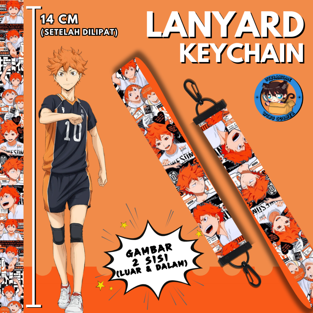 

Lanyard Strap Anime 2 Sisi / Hinata Haikyuu / Lanyard Custom Suka Suka / Gantungan kunci layard keychain