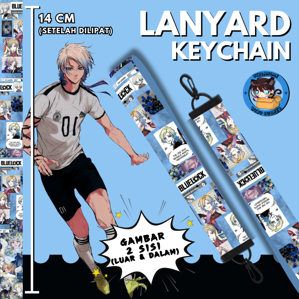 

Lanyard Strap Anime 2 Sisi / Kaiser BlueLock / Lanyard Custom Suka Suka / Gantungan kunci layard keychain