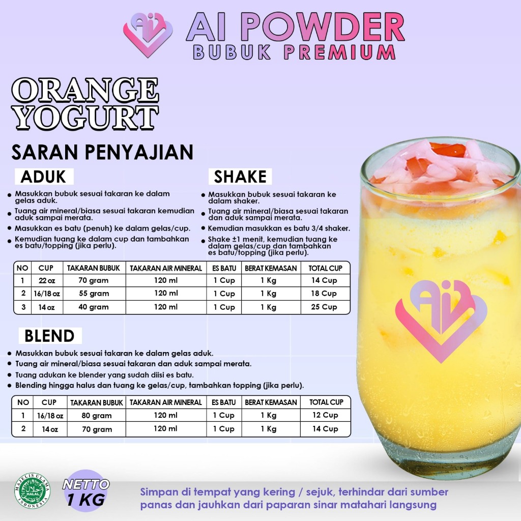 

Orange Yogurt Bubuk Minuman Premium Instan 1Kg