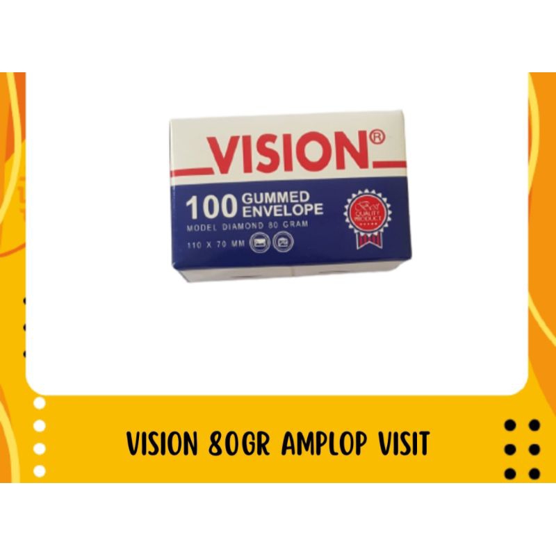 

Amplop VISION Visiting 80Gram / Amplop VISION MINI perekat kering / Amplop VISION 110mm x 70mm
