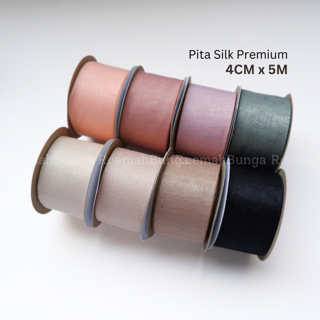 

[ ROLL 4CM x 5M ] Pita Silk Premium Shine Tebal - Buket Bunga Hadiah Kado Ribbon RB020