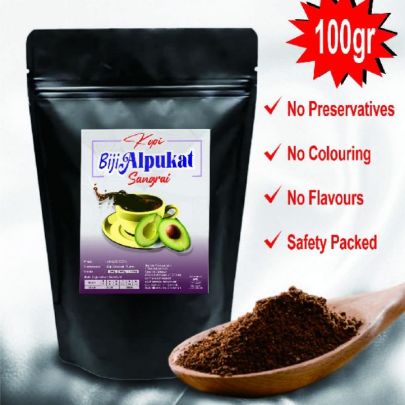 

kopi biji alpukat/teh biji alpukat/avocado seed coffee powder. 100 gram.