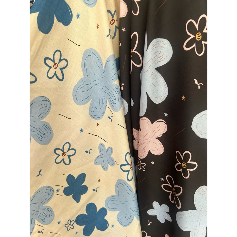 kain katun rayon viscose premium motif bunga kembang terbaru