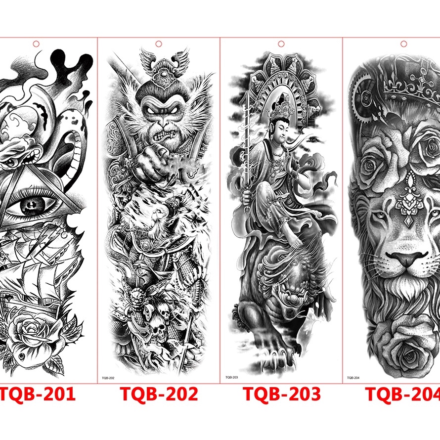 tato temporer untuk lengan tattoo temporary full arm ukuran 15x46 cm model TQB 24
