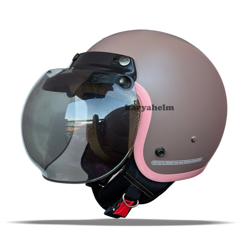 Helm Bogo Hijab Wanita SNI List Pink Busa Premium