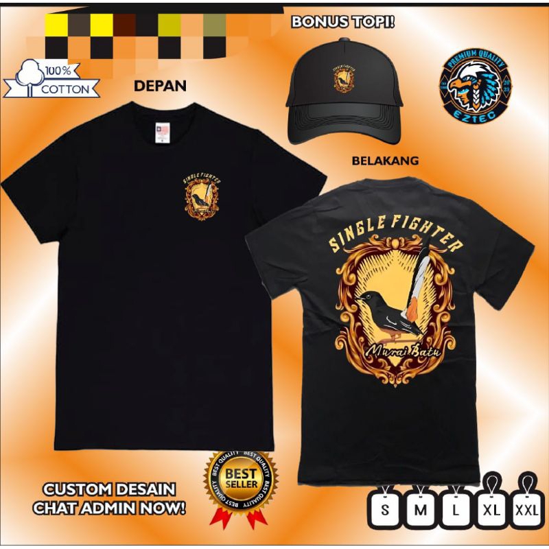 KAOS MURAI BATU CORAK KUNING BONUS TOPI