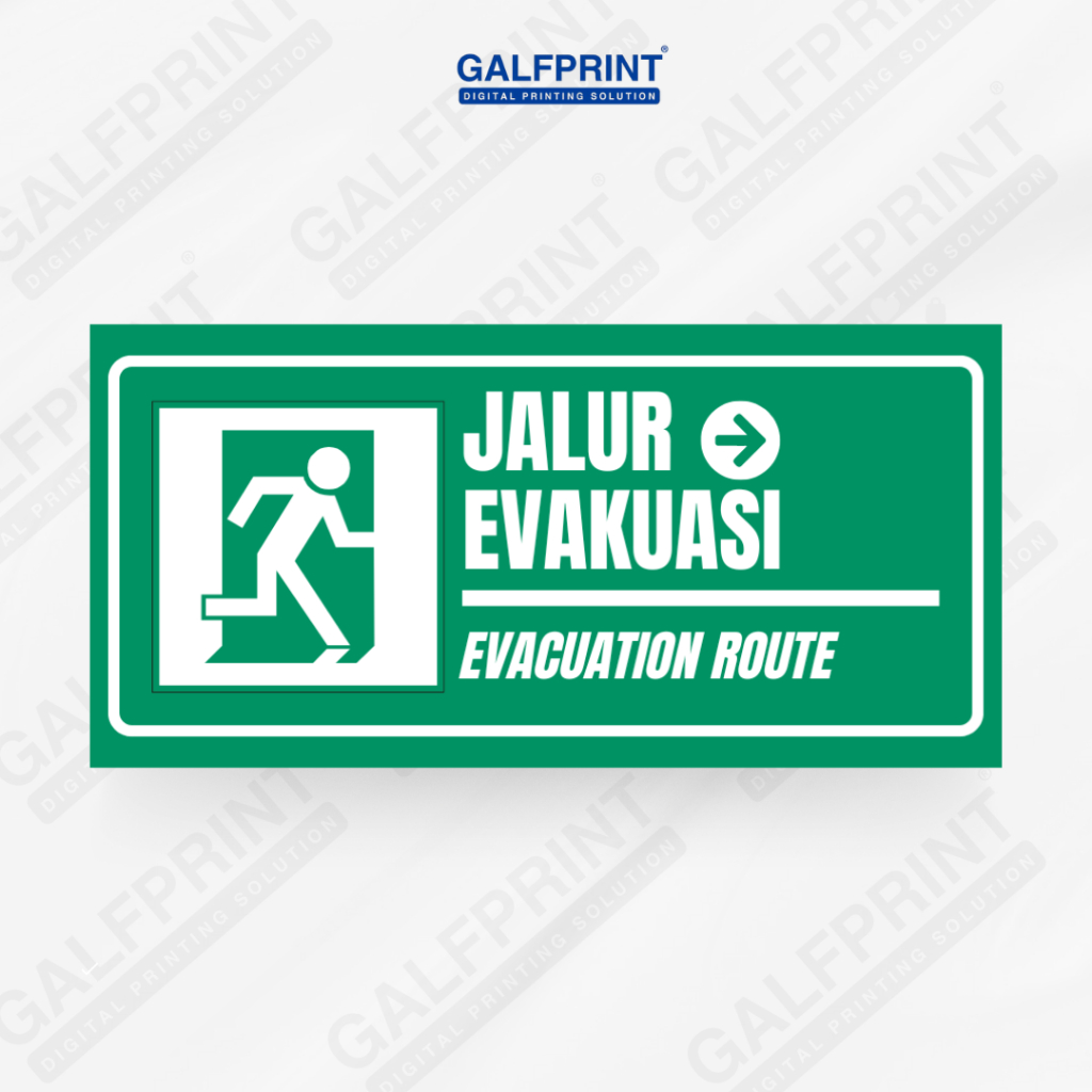 

GALFPRINT STICKER SIGN JALUR EVAKUASI EVAC ROUTE 12X5 CM
