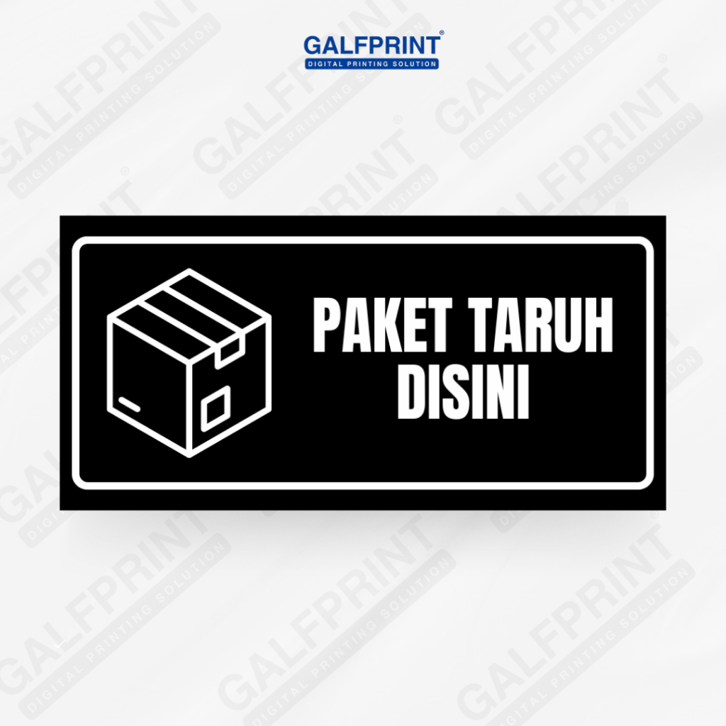 

GALFPRINT STICKER SIGN PAKET TARUH DISINI HITAM 12X5 CM